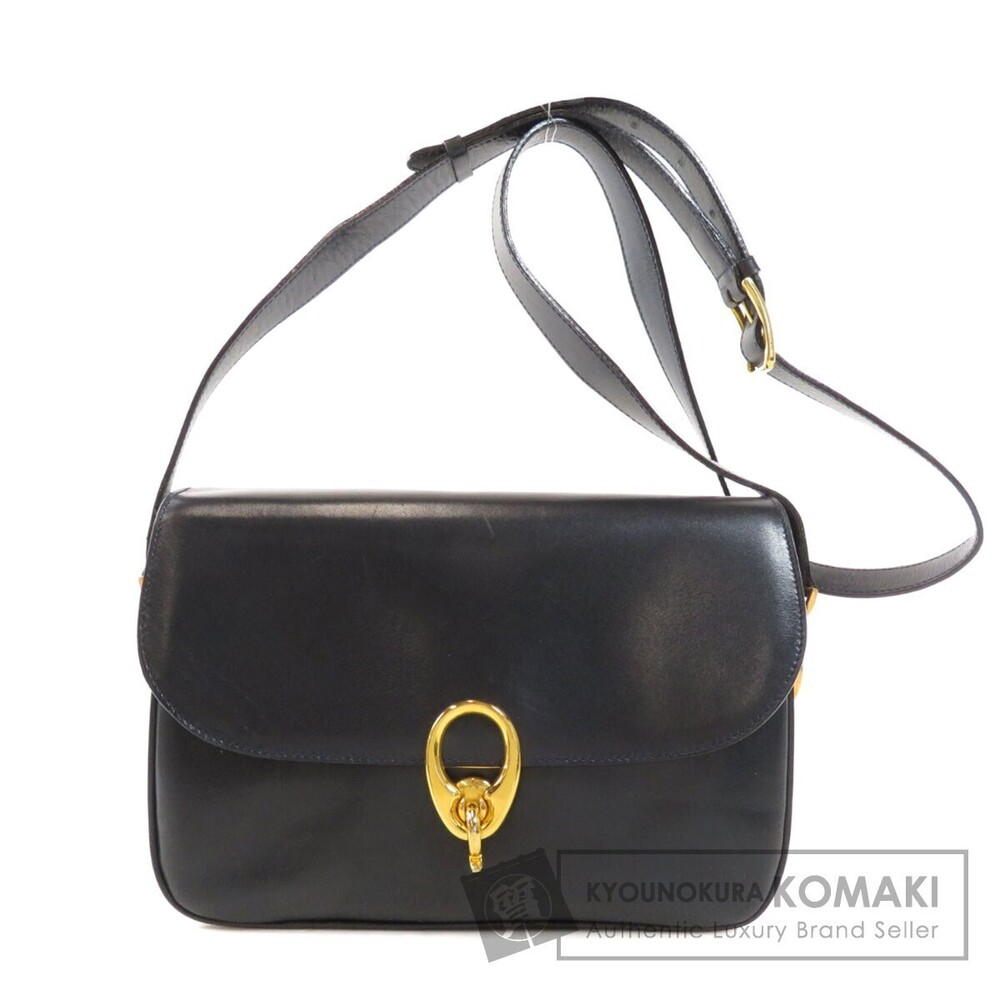 Celine Leather Shoulder Bag Metal Motif